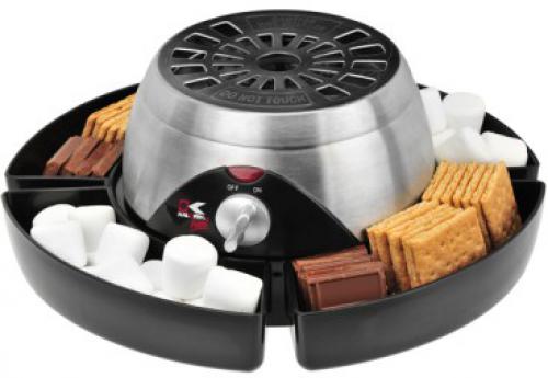 Kalorik CYM 38524 SS Stainless Steel S'mores Maker; Heat up your marshmallow, and create delicious s'mores for you and your friends; The taste of summer, but indoors, and all year long; Includes serving tray with 4 compartments to prepare and serve the marshmallows, chocolate bars and Graham crackers; Includes 4 forks to heat the marshmallows; Stainless steel housing and top cover; Dimensions: 14 x 14 x 4; UPC 848052001831 (CYM38524SS CYM 38524 SS CYM 38524 SS)